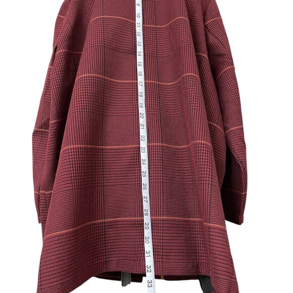 NWOT Laurie Felt Zoe Plaid Wrap Coat in Burgundy with Fringe Trim, Size 3x - Picture 11 of 11